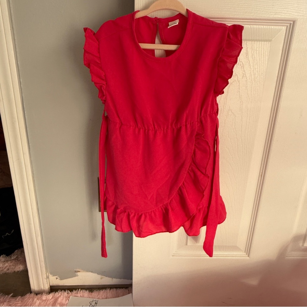 SHEIN Kids Red Ruffled Blouse